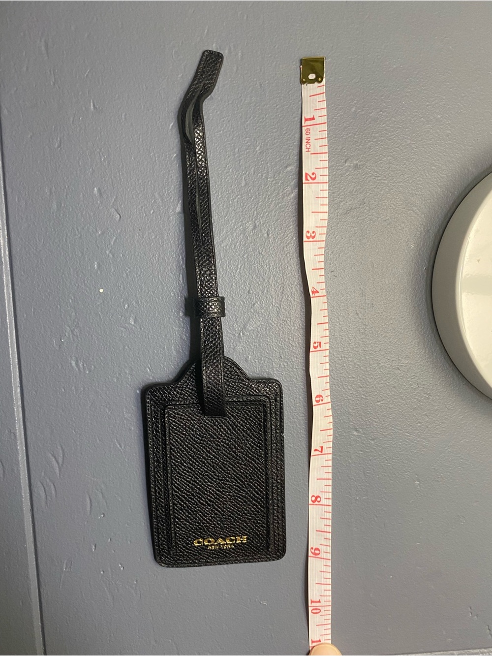 Coach Black Leather Luggage/Address Tag with Gold Logo